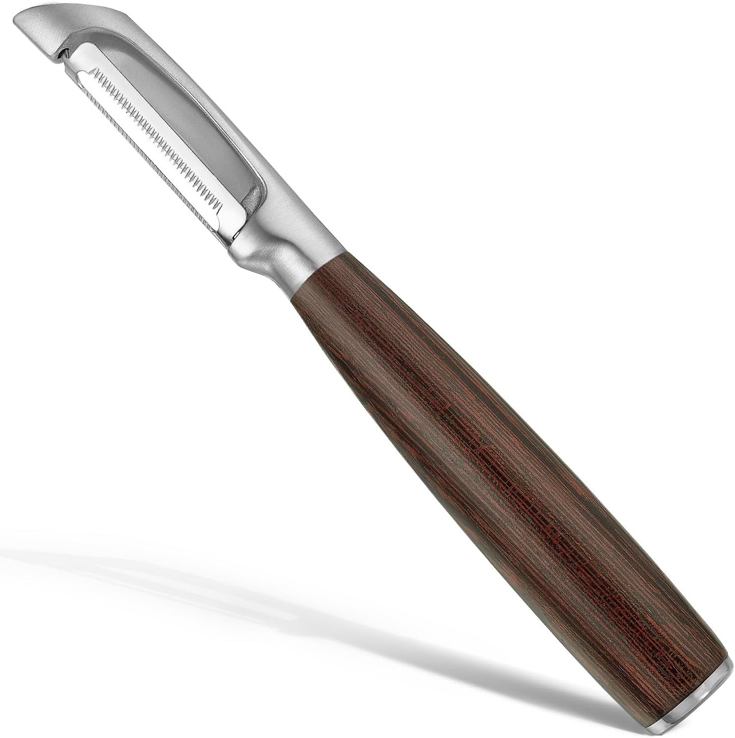 Serrated Blade Premium I Type 304 Stainless Steel Multifunctional Kitchen Peeler Real Wood Handle Ultra Sharp Blade Vegetable Potato Apple(Wenge)