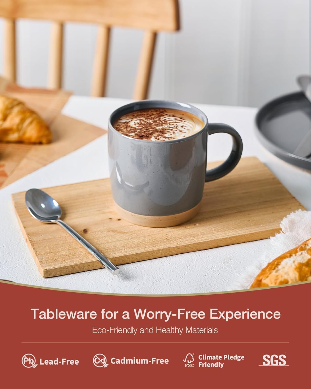 famiware Coffee Mugs for 6, 12 oz Mug Set, Dringking Cup with Handle for Coffee, Tea, Cocoa, Milk, Milkyway serise, Dark Gray