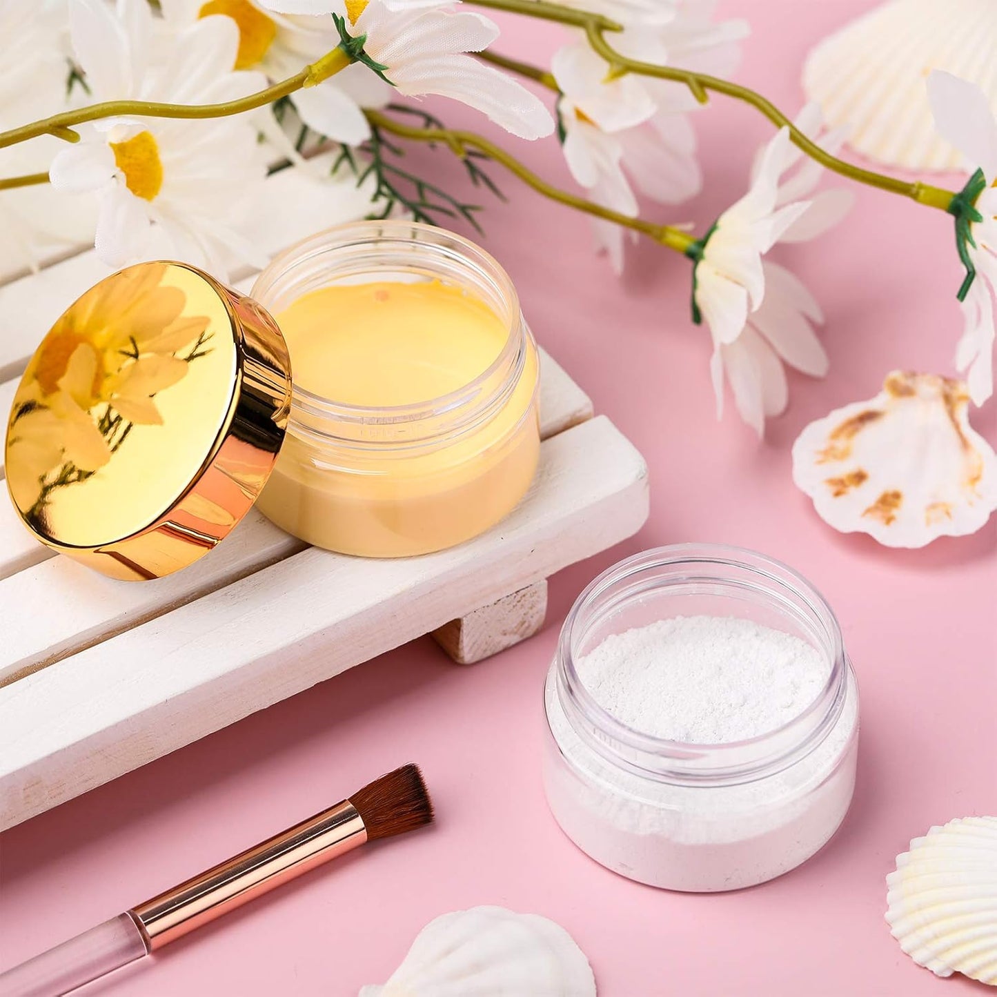 SATINIOR 6 Pack 4 oz Plastic Jars Containers with Lids Wide-mouth Refillable Leakproof Reusable Round Empty Jars for Travel Cosmetic Dry Food Spice Cookie Candy Home Kitchen Organizing(Gold)