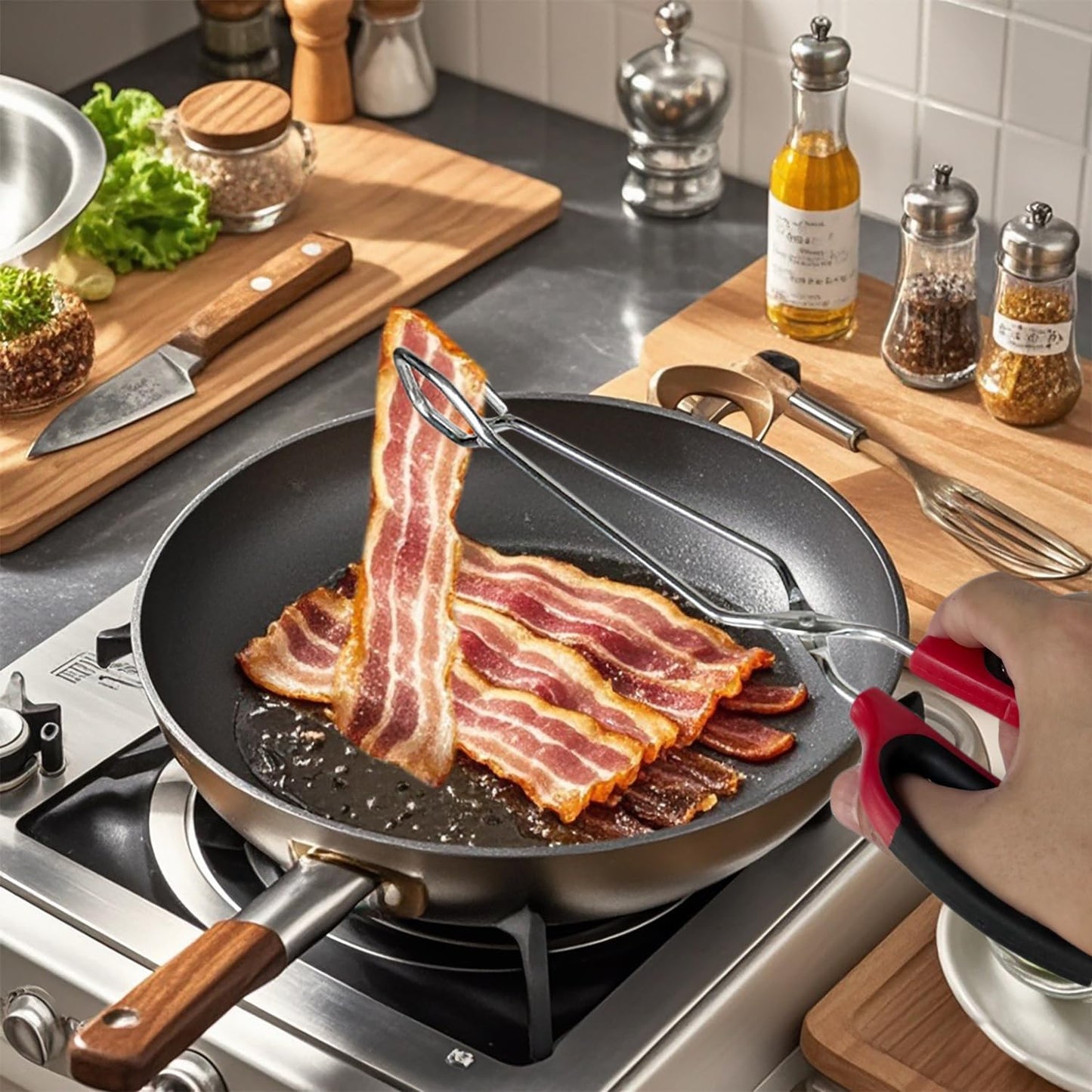 Stainless Steel Scissor Tongs 10-Inch and 12-Inch Set, Set of 2