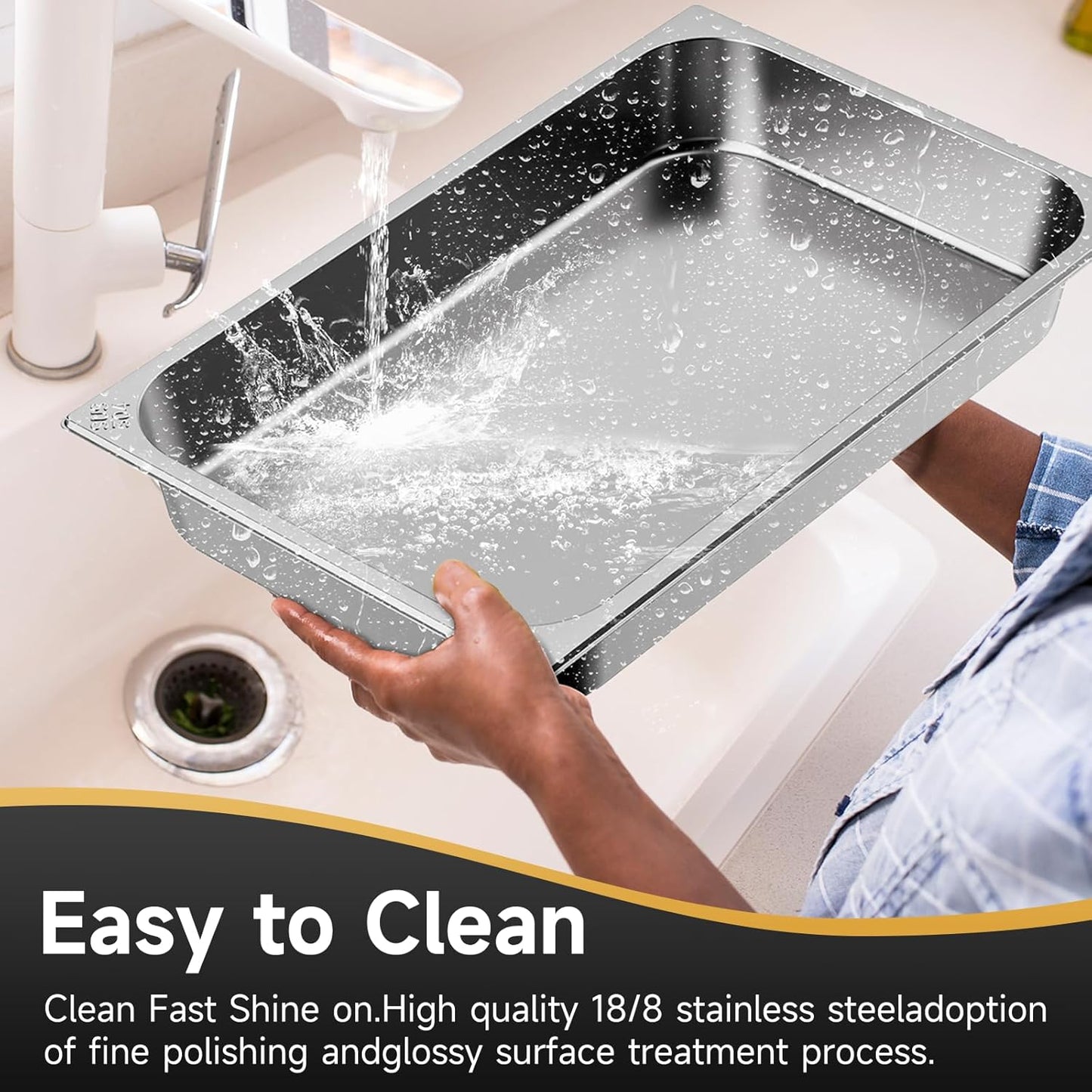 Chafing Dishes for Buffet, 9.5QT Square Stainless Steel Chafing Dish with Transparent Hydraulic Lid, 304 Food Pan, Buffet Warmer for Parties and Events (Wood Color)