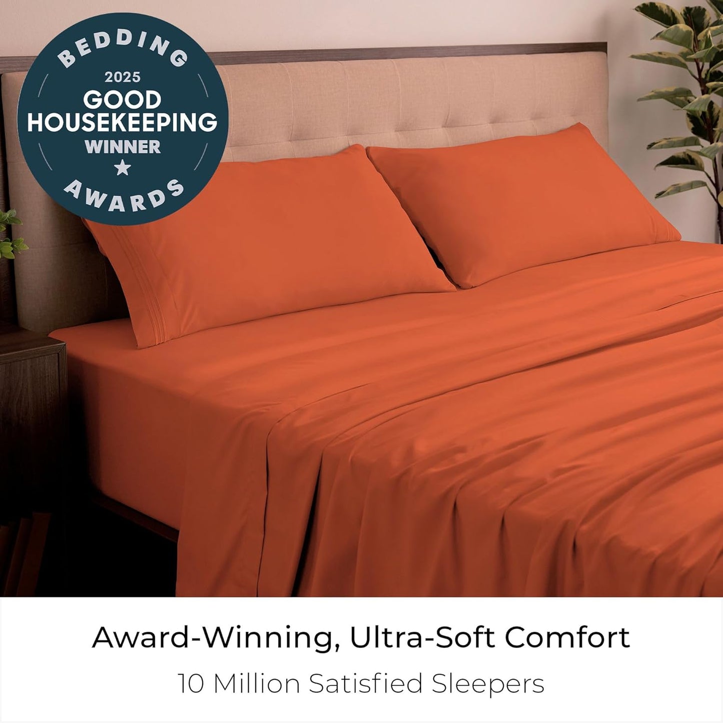 Mellanni King Sheets Set - 4 PC Iconic Collection Bedding - Hotel Luxury, Extra Soft, Cooling Bed Sheets - Wrinkle, Fade, Stain Resistant (King, Poppy Orange)