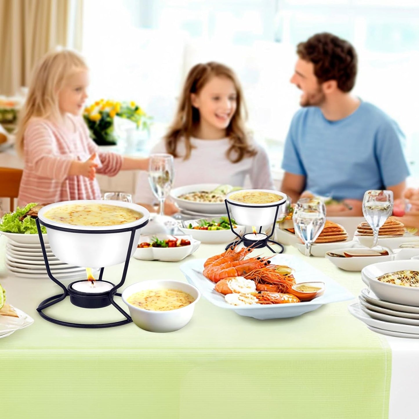 4Pcs Fondue Pot Set for Chocolate Butter Cheese, 5oz Butter Warmer for Seafood with 20 Tealight, Ceramic Bowl Oven Microware Dishwasher Safe,Perfect for family dip Fruit,Dessert,Snack