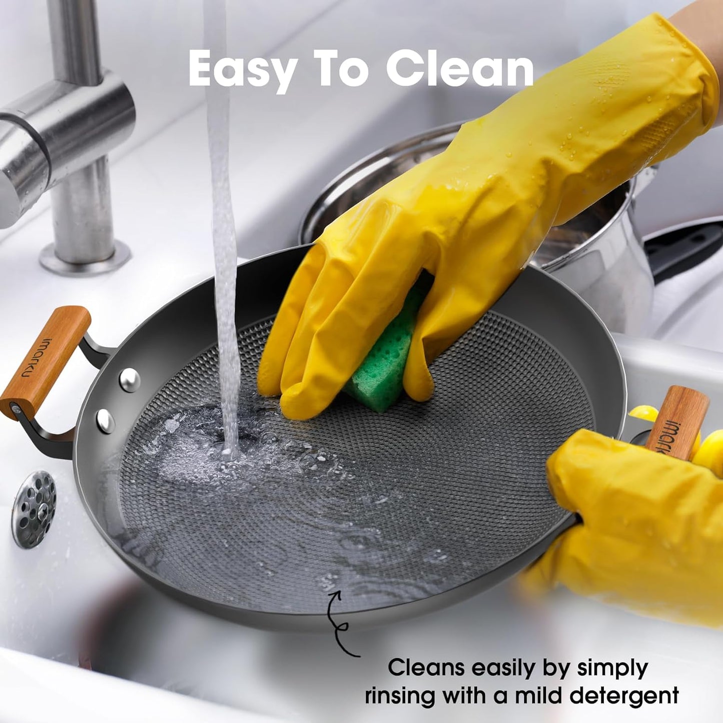 imarku Non Stick Frying Pan, 14 Inch Large Cast Iron Skillets, Cooking Paella Pan with Stay Cool Handle, Nonstick Grill Pan Compatible with All Cooktops, Best Gifts for Women Men