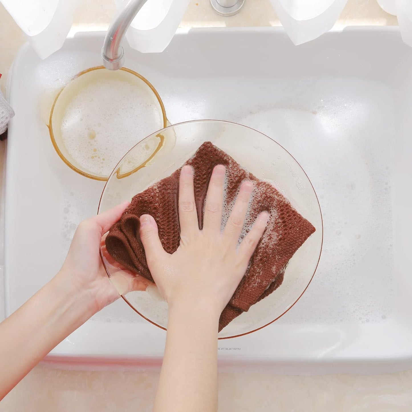 Homaxy 100% Cotton Waffle Weave Kitchen Dish Cloths, Ultra Soft Absorbent Quick Drying Dish Towels, 12 x 12 Inches, 8-Pack, Rust