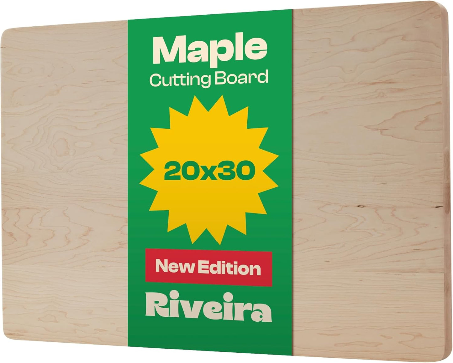 Riveira Maple Wood Cutting Board – Gourmet Maple Grandeur: 20 x 30 Wooden Cutting Board – Natural Wooden Cutting Boards For Kitchen Decorative – Innovative Juice Grooves Maple Wooden Chopping Board