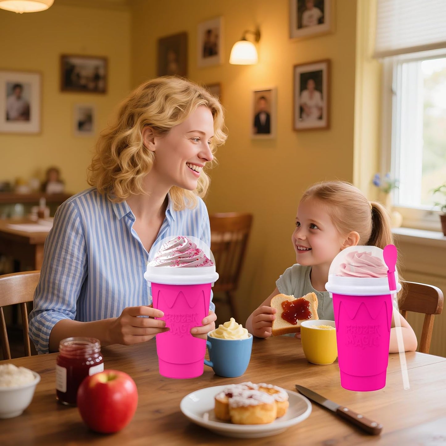 500ML Slushie Maker Cups, Magic Quick Frozen Smoothies Cup for Homemade Milk Shake Ice Cream Makers, Cooling Cups, Double Layer Squeeze Slushy Cup, Birthday Gifts for Boy, Girls,Friends,Family