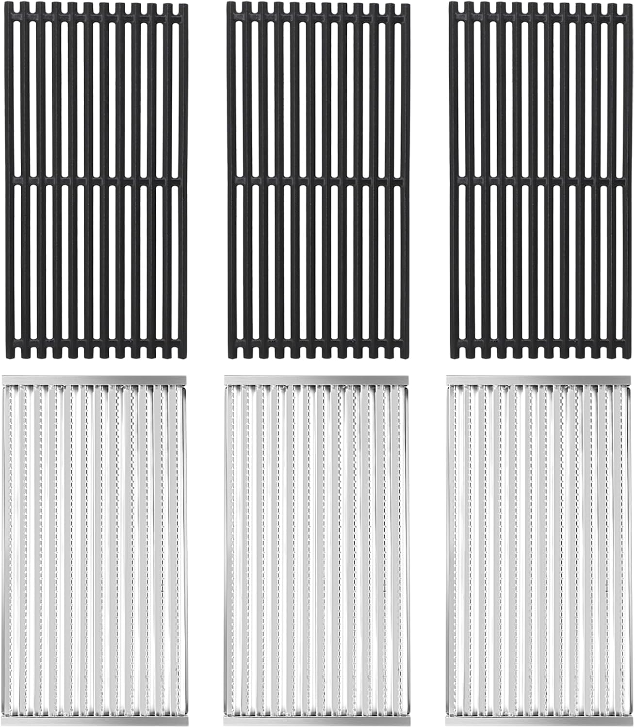 Criditpid Grill Replacement Parts for Charbroil 463242716 463257520 463242715 463276016, Cooking Grates & Grill Emitter Plates Kit for 4 Burner Charbroil Commercial Grill.