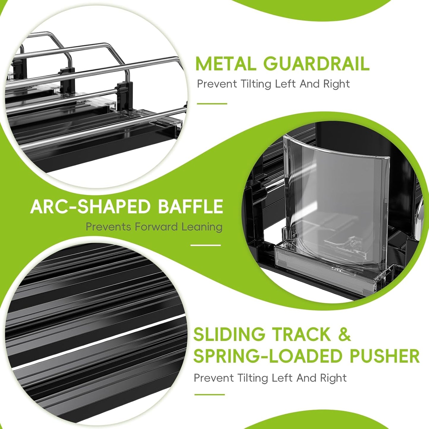 Soda Can Dispenser, Self-Pushing Drink Organizer, Width Adjustable Fridge Organization, Beer Pop Can Water Bottle Dispenser (15.1"D) White (5 Row, Black)