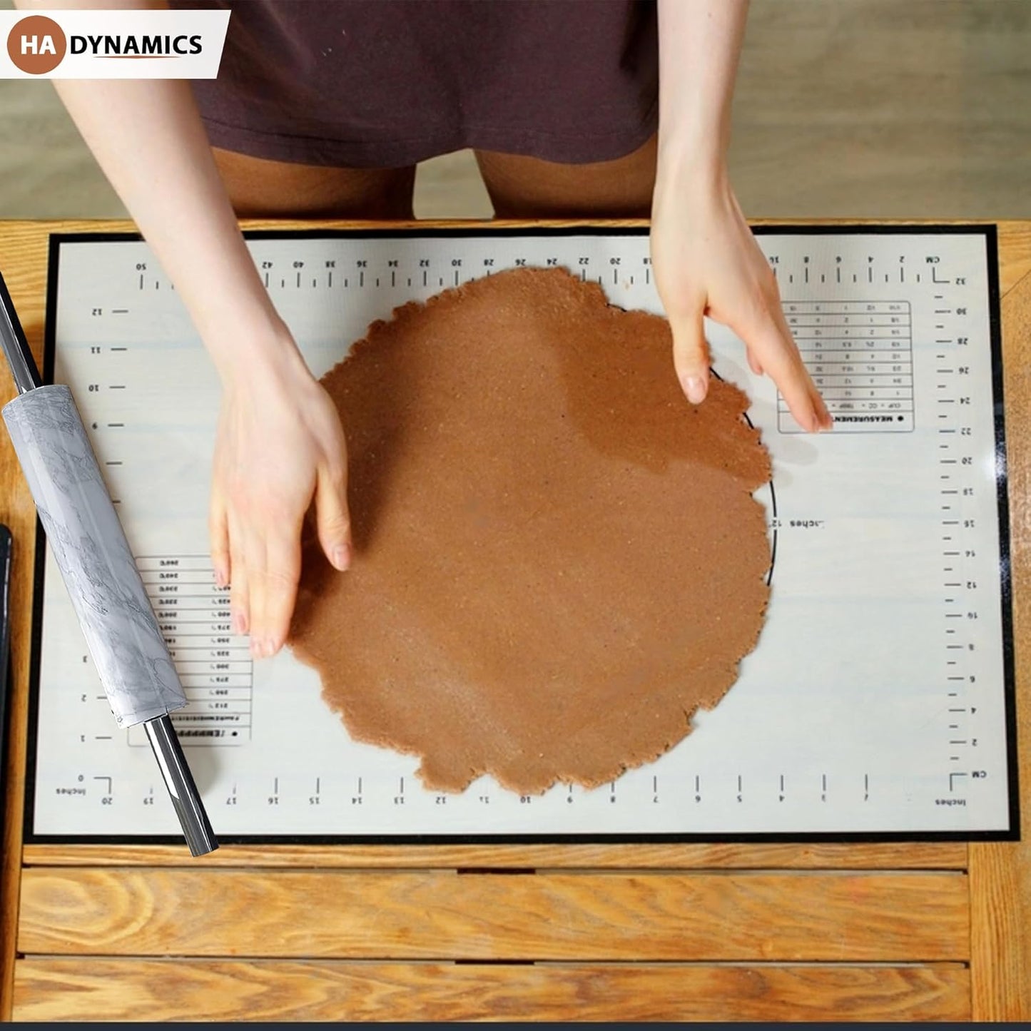 Professional Marble Rolling Pin for Dough - Solid Precise Pizza Dough Roller Marble Rolling Pin for Baking including Silicone Baking Mat, Steel Dough Scraper, Wooden Cradle - Gift for Bakers