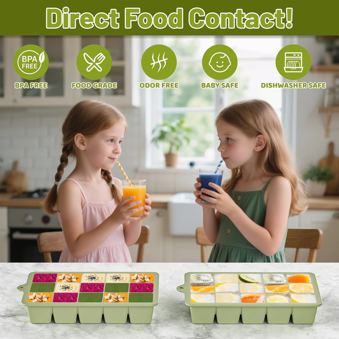 Silicone Ice Cube Tray 3 Pack - EASY RELEASE ice cube tray with lid, BPA Free Ice Cubes Trays for Freezer,ice cube mold for Cocktail,Whiskey