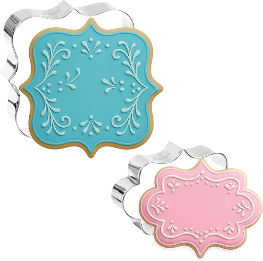 Bakerpan Stainless Steel Plaque Cookie Cutters Shapes, Frame Cookie Cutters for Baking - Set of 2