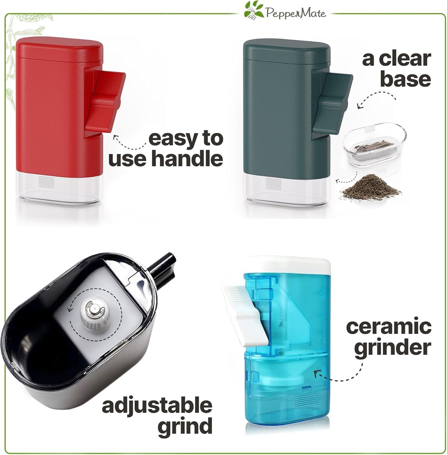 Traditional Black Pepper Grinder Mill - Manual, High-Efficiency Salt and Pepper Grinder - Durable, Adjustable Coarseness Pepper Mill Grinder - Easy to Use