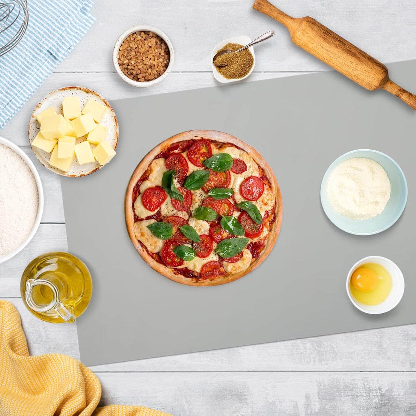 Extra Large Silicone Mat,Silicone Mats for Kitchen Counter Island Dinner Table Countertop Protector Heat Resistant Mat (120” x 48”, Grey)