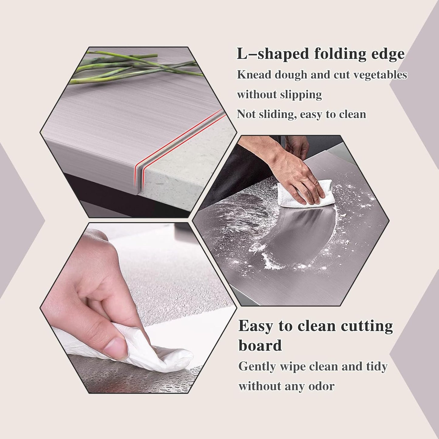 Stainless Steel Cutting Board for Kitchen - 304 Stainless Steel Chopping Boards for Baking, Double-Sided Use for Raw & Cooked Food - Ideal for Homemade Pasta, Pizza & Bread Making (15.7×27.5×0.06")