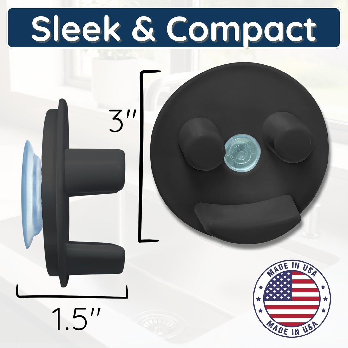 Sponge Daddy Caddy by Storage Theory – Sponge Mommy & Daddy Kitchen Sink Organizer, Universal, Simple Suction Cup Installation, Dishwasher Safe, Keep Sponges Dry, Odor-Free – Black, 1 Pack