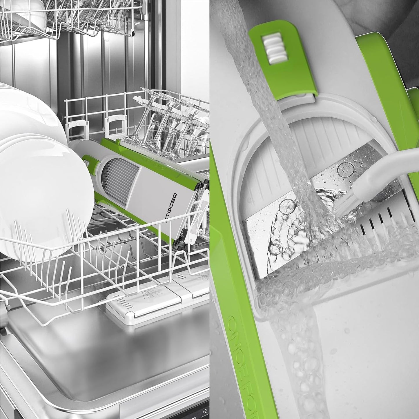 Safe Mandoline Slicer for Kitchen, Potato Slicer, Meal Prep, Adjustable/Easy to Clean/Storage, Kitchen Chopping Artifact, Paring Knife/Cleaning Brush (only Slice, Avocado Green)