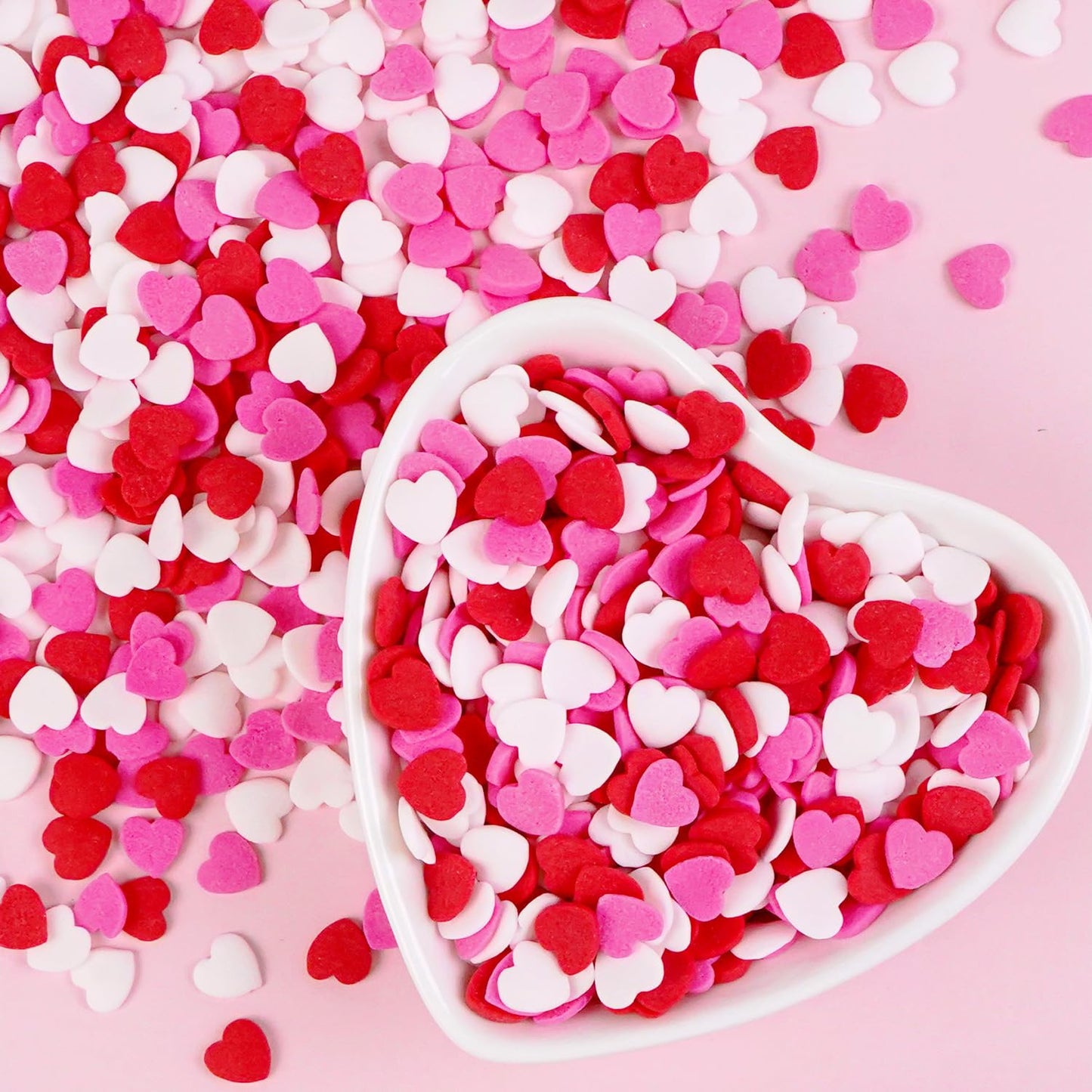 Heart Sprinkles For Cake Decorating, Red Pink and White Edible Mix Baking Candy, 150g/5.29oz, Ice cream, Cupcake Topper, Cookie, Mother's Day, Birthday, Valentine's Day, Wedding Party Supplies