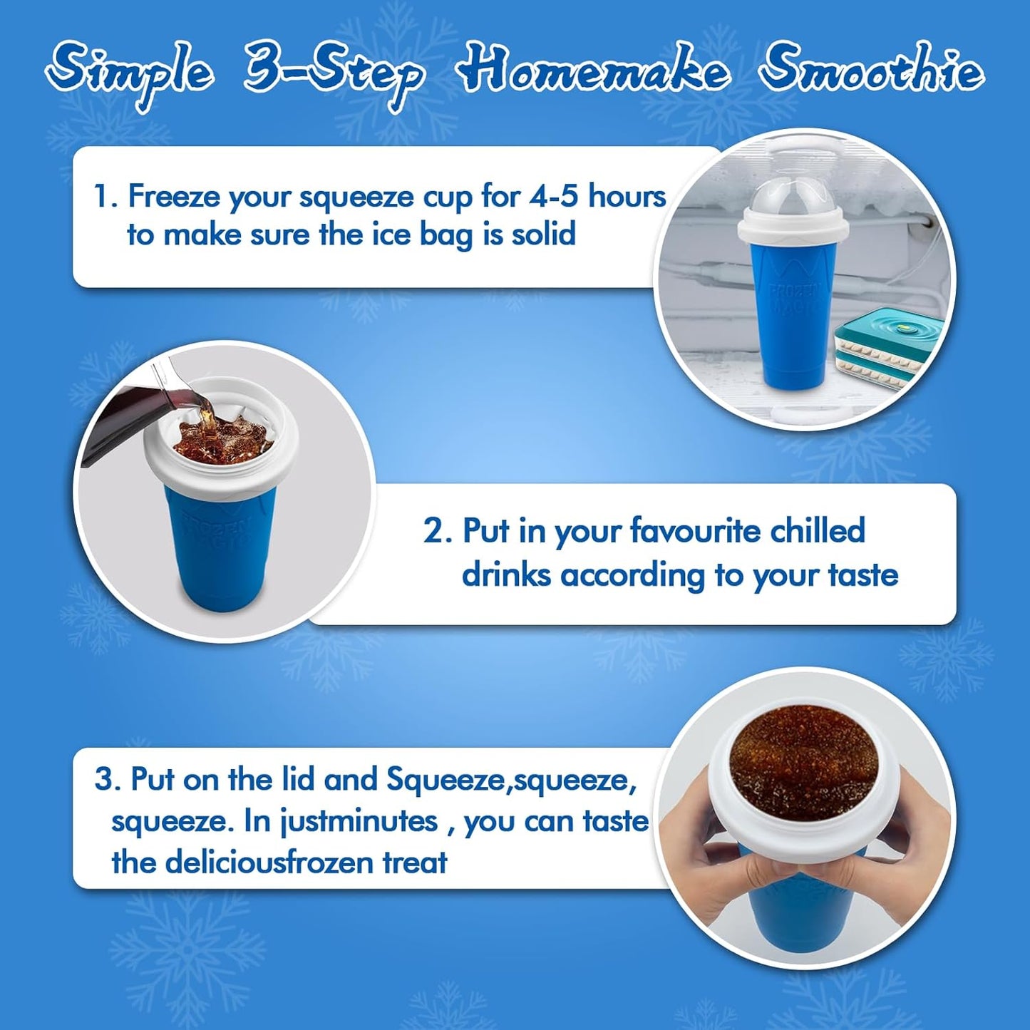 2PCS Slushie Maker Cup,DIY Magic Quick Frozen Smoothies Cups for Homemade Milk Shake Ice Cream Maker, Cooling Cups, Double Layer Squeeze Slushy Maker Cup,Birthday Funny Gifts for Friends Family