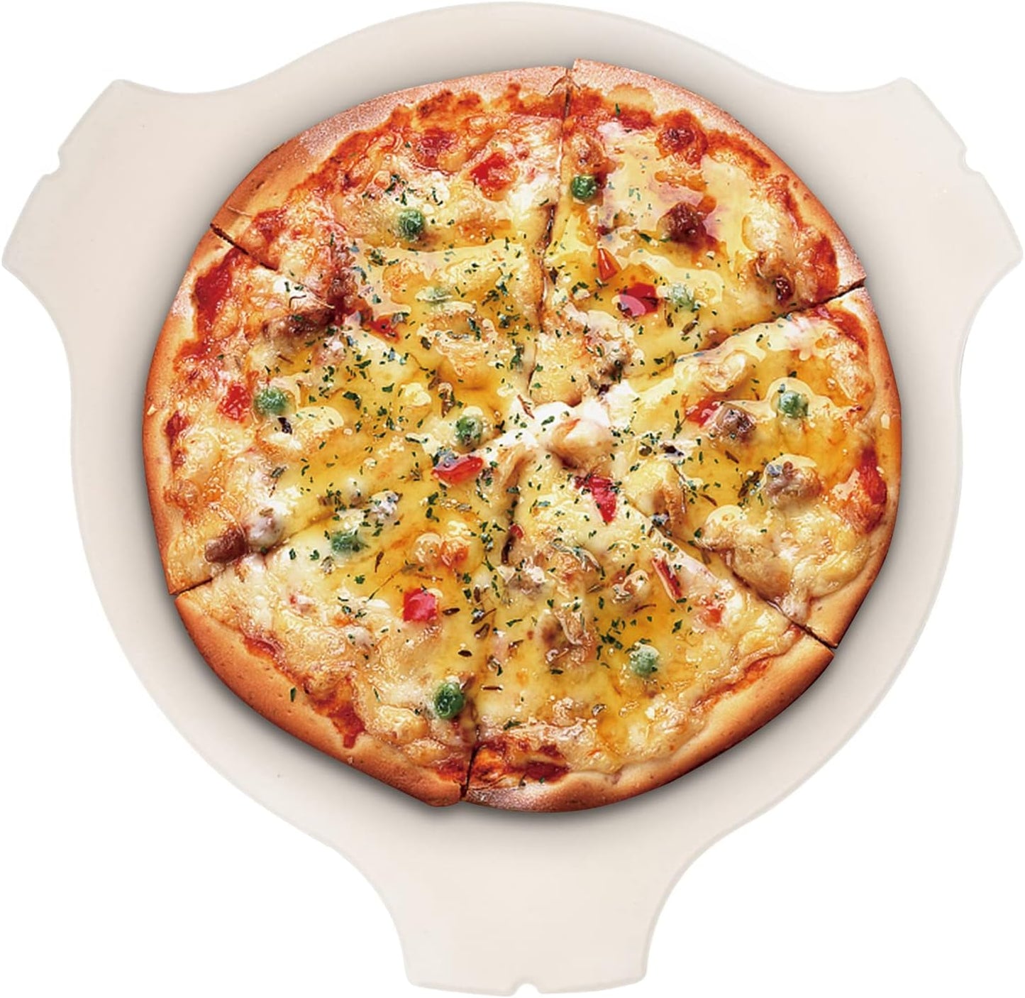 Ceramic Plate Setter for Large Big Green Egg Accessories, Heat Deflector, Ceramic Fluted Pizza Stone for Other 18" Kamado Grill(No Elevated Feet)