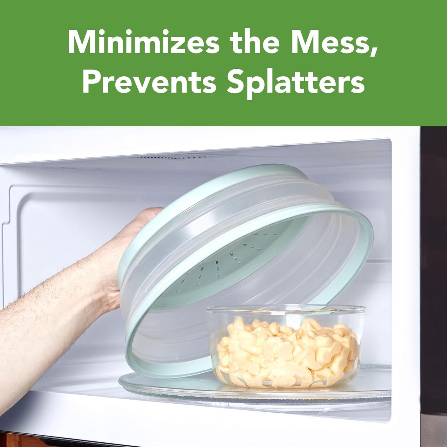 Tovolo Microwave Splatter Cover for Food, Medium (Blue Haze) - Collapsible & Vented Silicone Splatter Guard Lid - Microwave Plate & Dish Cover with Handle - BPA-Free Kitchen Gadget for Meal Prep