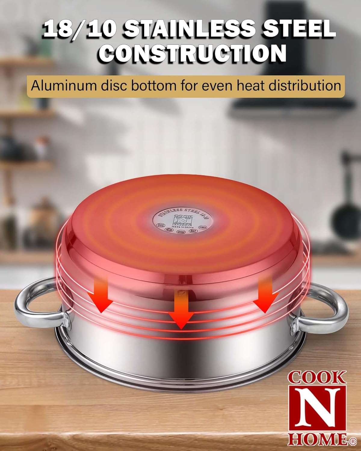 Cook N Home 5.5-Quart Sauce Pot Stainless Steel Stockpot with Glass Lid, Basics Saucier Casserole Stock Pot