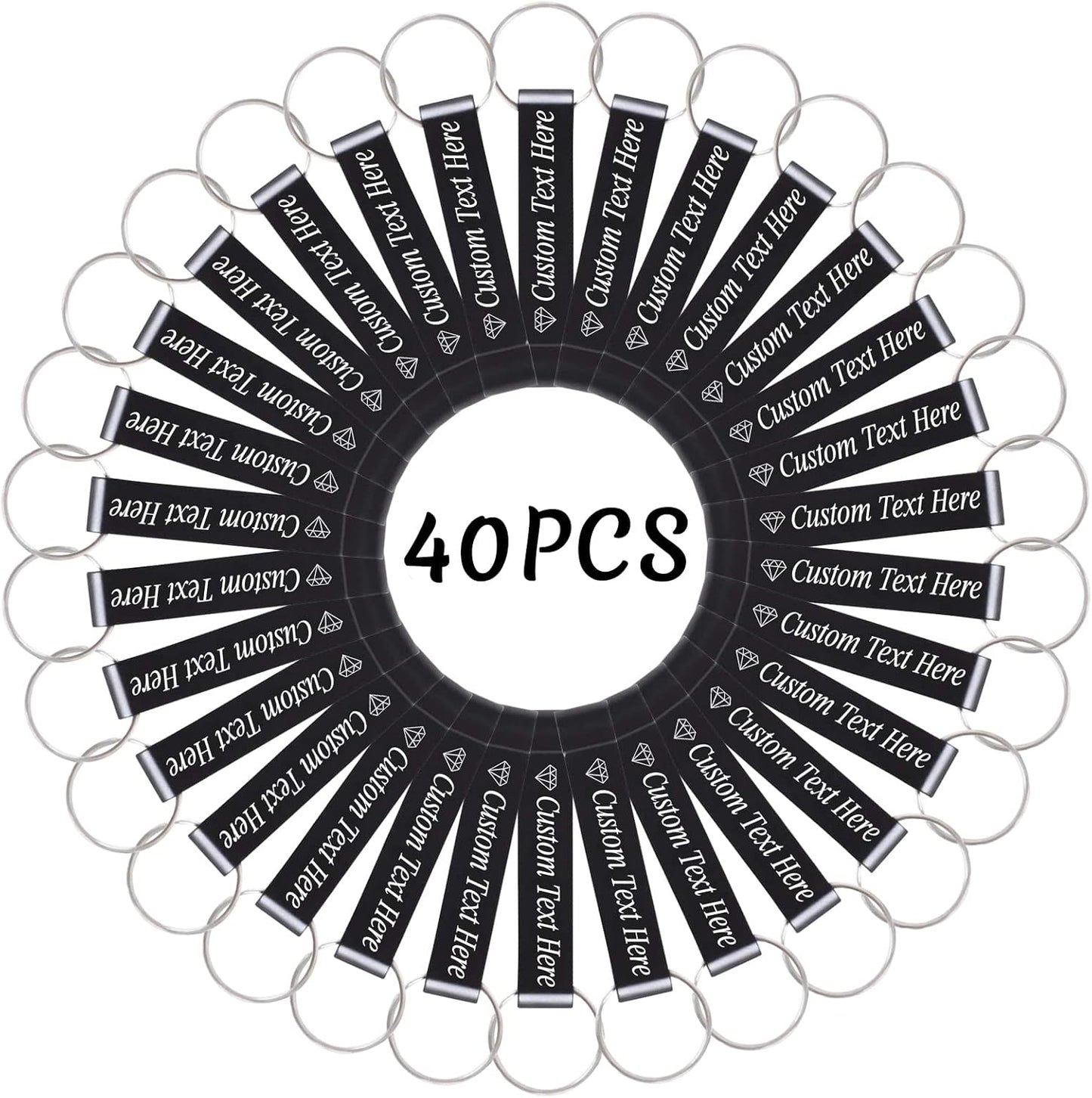 40PCS Personalized Bottle Opener Keychain Bulk Custom Beer Bottle Opener with Logo Text Engraved Wedding Bottle Opener Favors Customized Gifts for Guests Baby Shower Birthday Party-Black