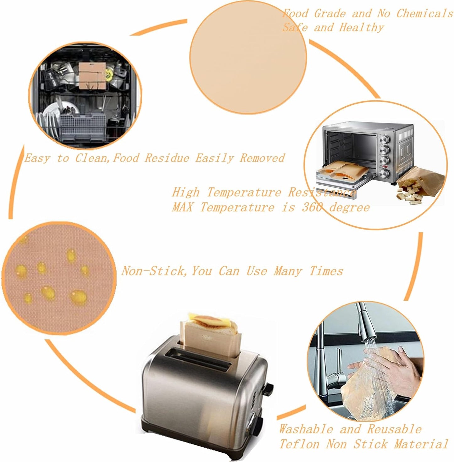 12 Pack Non Stick Toaster Sandwich Bags Reusable and Heat Resistant Easy to Clean,Washable Toaster Bags for Toaster Microwave Grill Cheese Sandwiches,Toast Bags for Toast Sandwich Panini Snacks(12)