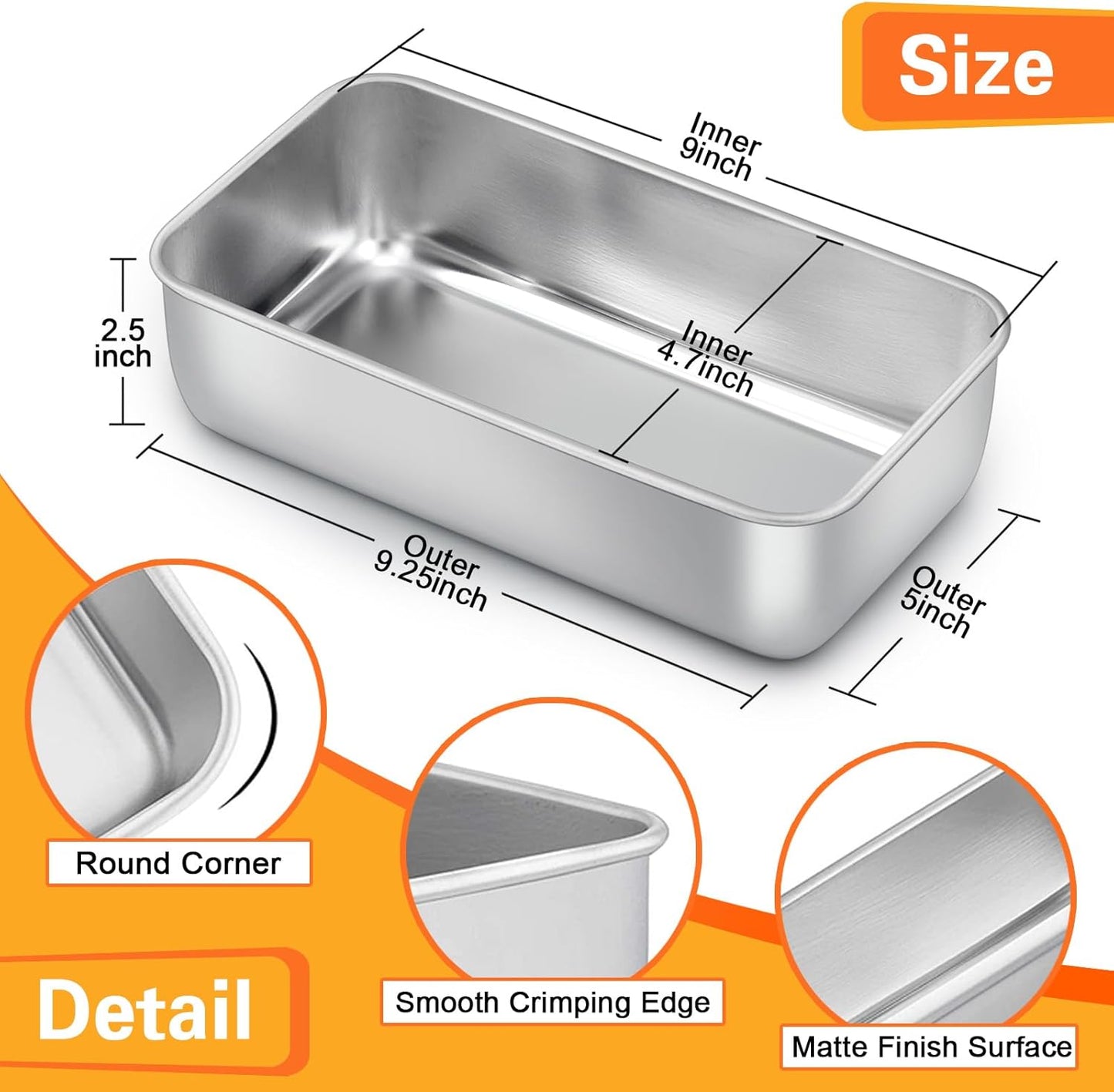 E-far Bread Pans for Homemade Bread, 14 Pack 9 x5 Inch Stainless Steel Loaf Pans, Rectangle Metal Bakeware for Baking Banana Loaf Meatloaf Brownies, Healthy & Non Toxic, Easy Release & Dishwasher Safe
