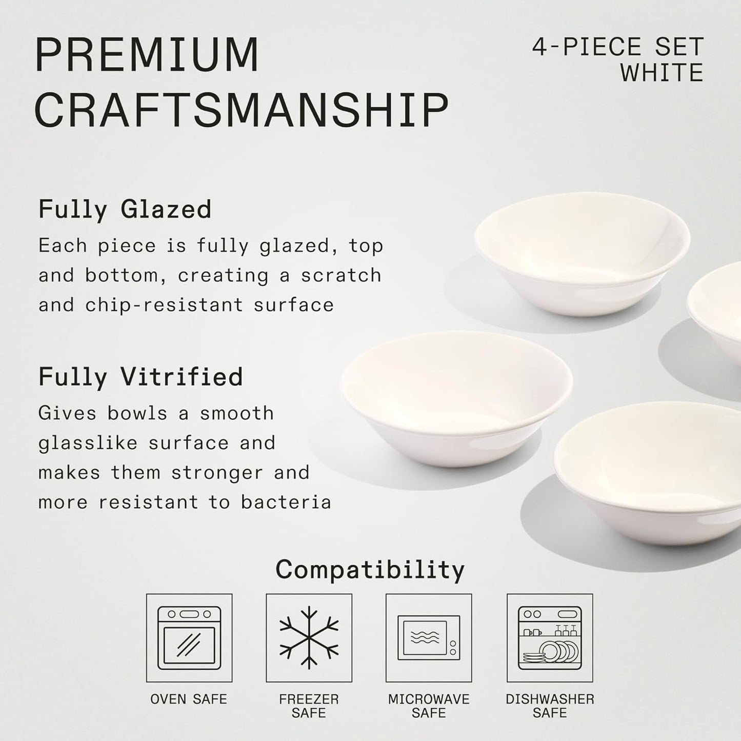 Made In Cookware - Set of 4 - Side Bowls - White - Porcelain England