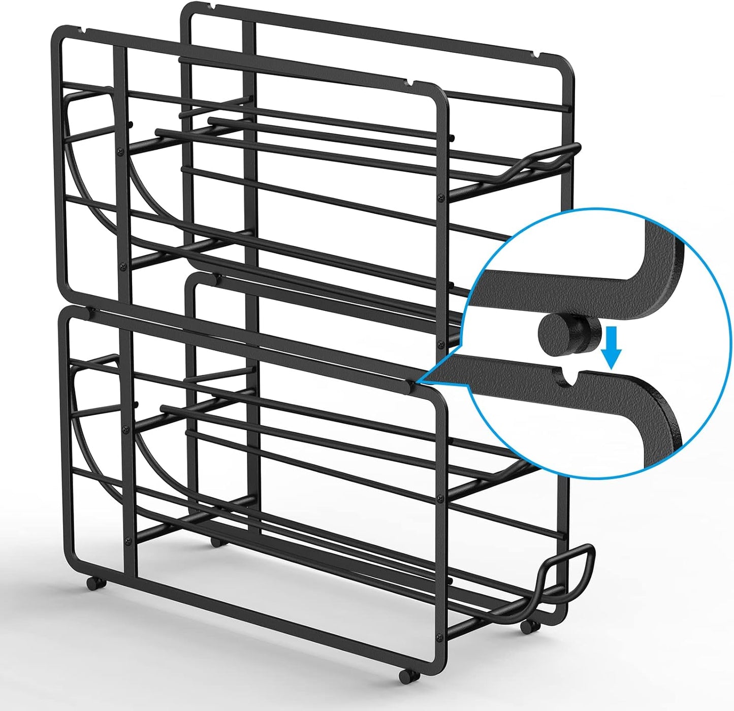 Soda Can Organizer Storage Rack, 2 Pack Stackable Beverage Soda Can Dispenser Organizer Holder for Refrigerator, Cabinet, Pantry (Black)