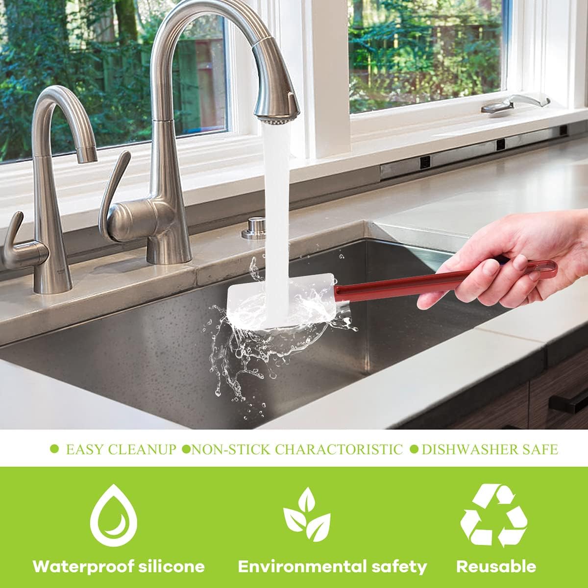 Silicone Spatula Set - Soft Rubber 9.5" Scrapers Resistant to 500F (2pcs)