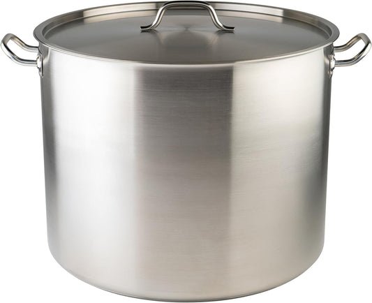 Winware Stainless Steel 80 Quart Stock Pot with Cover, Silver