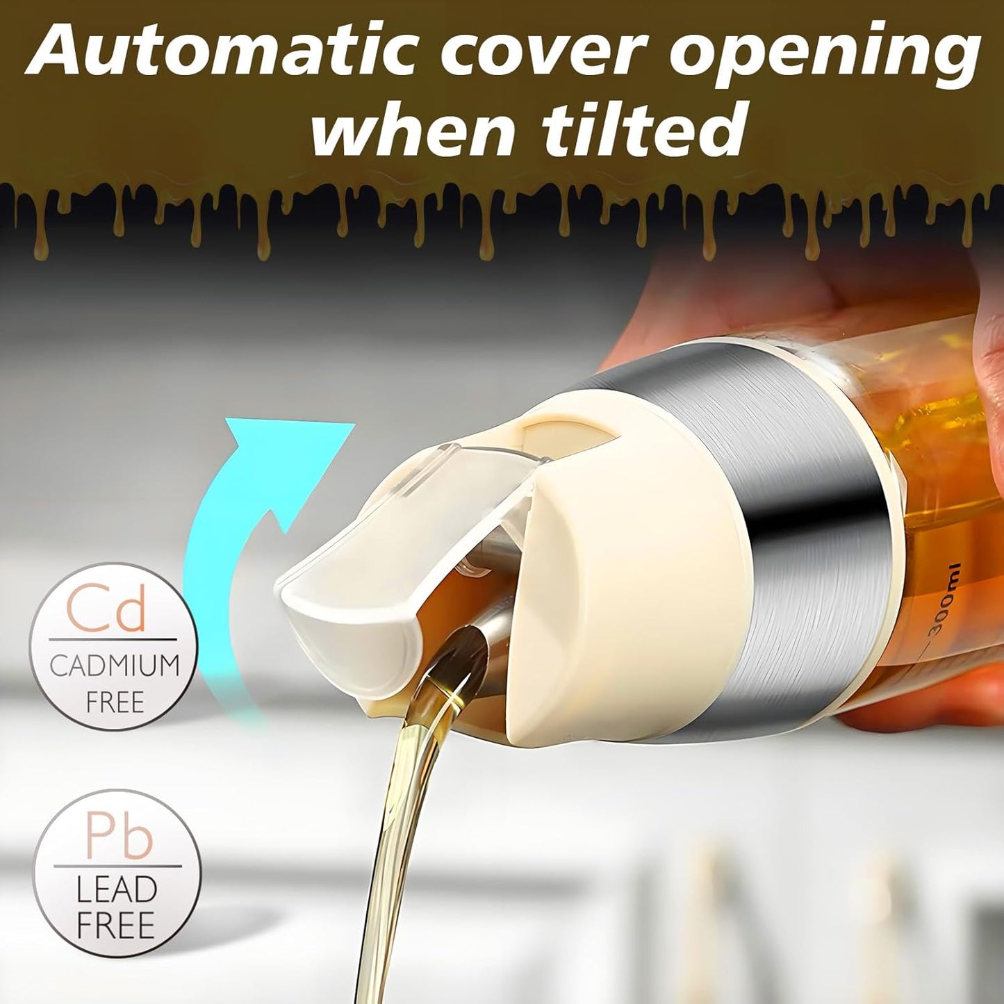 Honey Dispenser No Drip, Maple Syrup Dispenser, Olive Oil Dispensers, Glass Jar with Stand, Beautiful Honey Container, Perfect Oil Pot