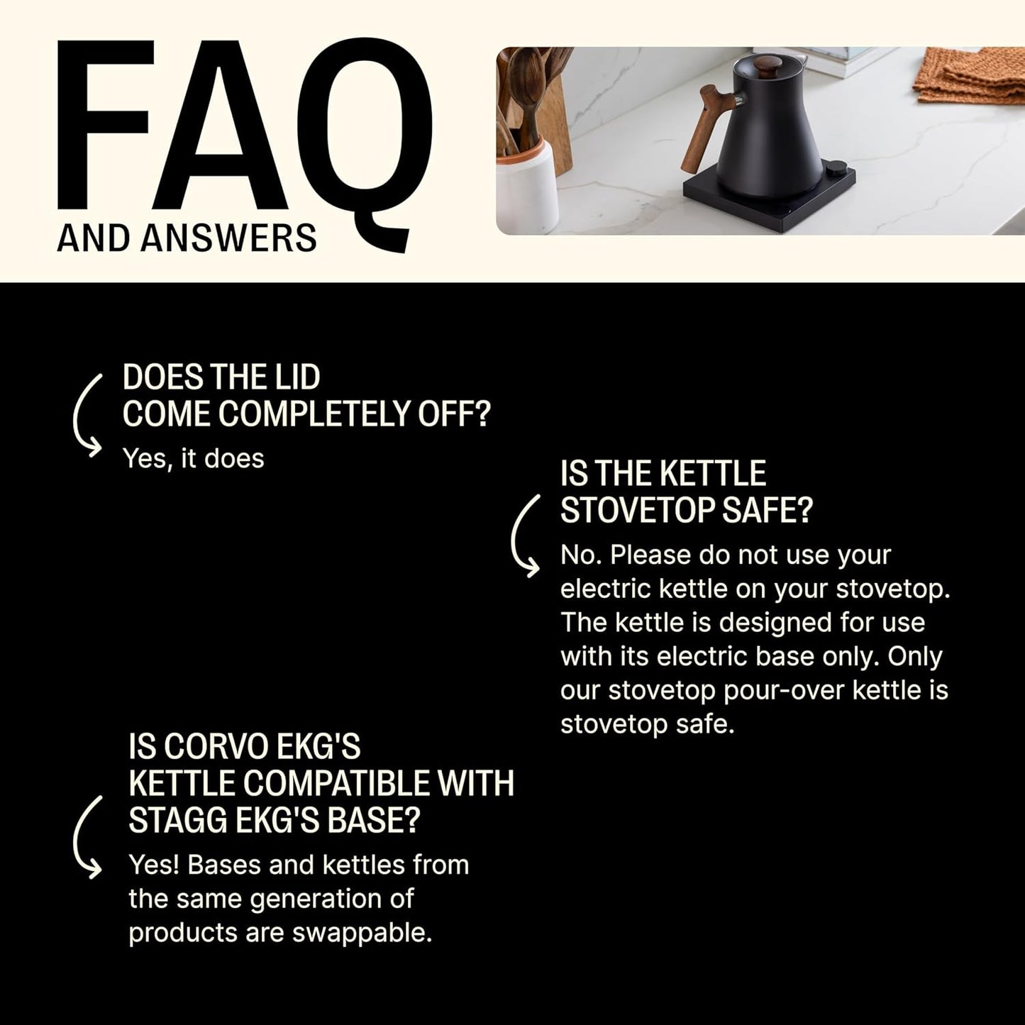 Fellow Corvo EKG Electric Tea Kettle - Electric Pour Over Coffee and Tea Pot-Quick Heating Electric Kettles-Temperature Control & Built-In Brew Timer-Matte Black with Walnut Handle-0.9 Liter