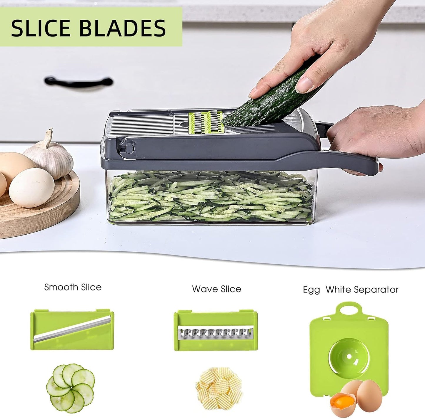 Vegetable Chopper Slicer 16-in-1 with Spice Chopper Set 7 Blades Veggie Dicer Onion Fruit Cutter