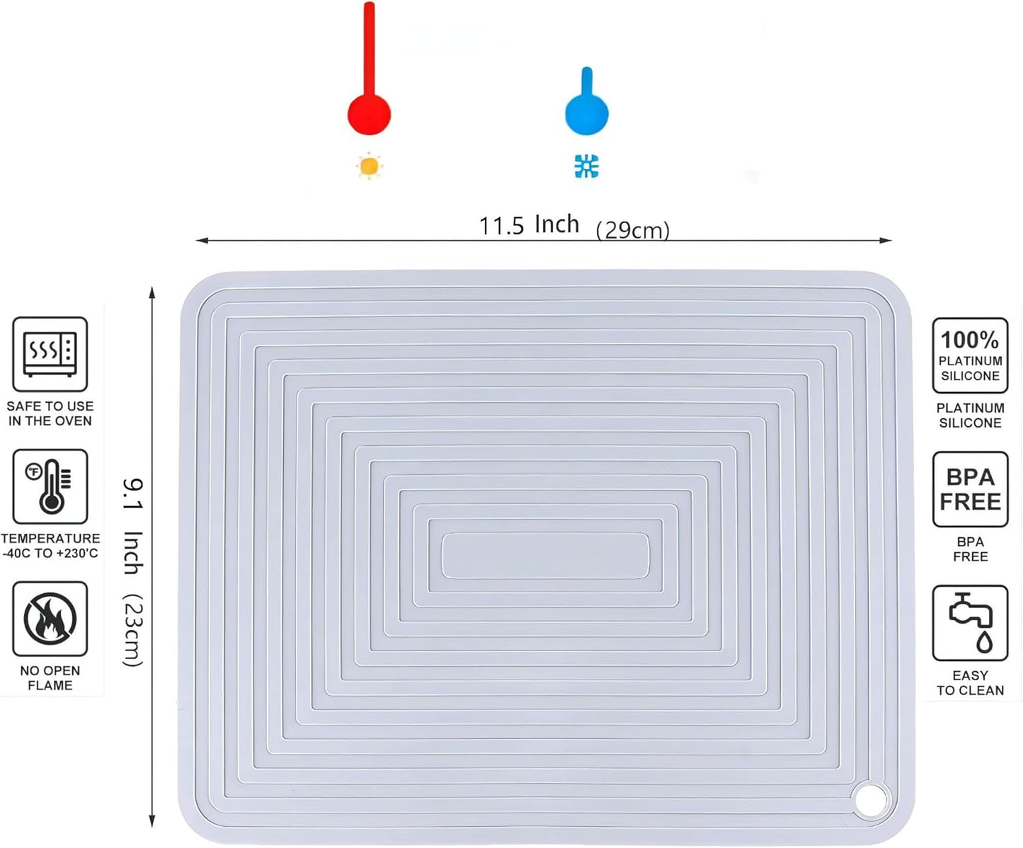 Silicone Trivets Mats Set, Trivets for Hot Dishes, Hot Pots and Pans, 9 x 12 Inches Dark Grey Silicone Hot Pads for Kitchen, Multi-Purpose Heat Resistant Mat Pot Holders 2 Pack