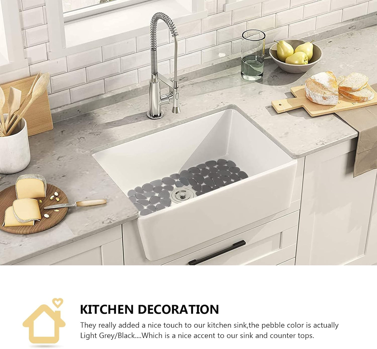 OTHWAY 2Pcs Kitchen Sink Mats, 15.7" x11.8" Scratch Free Sink Protector for Stainless Steel/Porcelain Sink, Pebble Design Quick Drain Dish Drying Mat, a Nice Touch for Your Kitchen