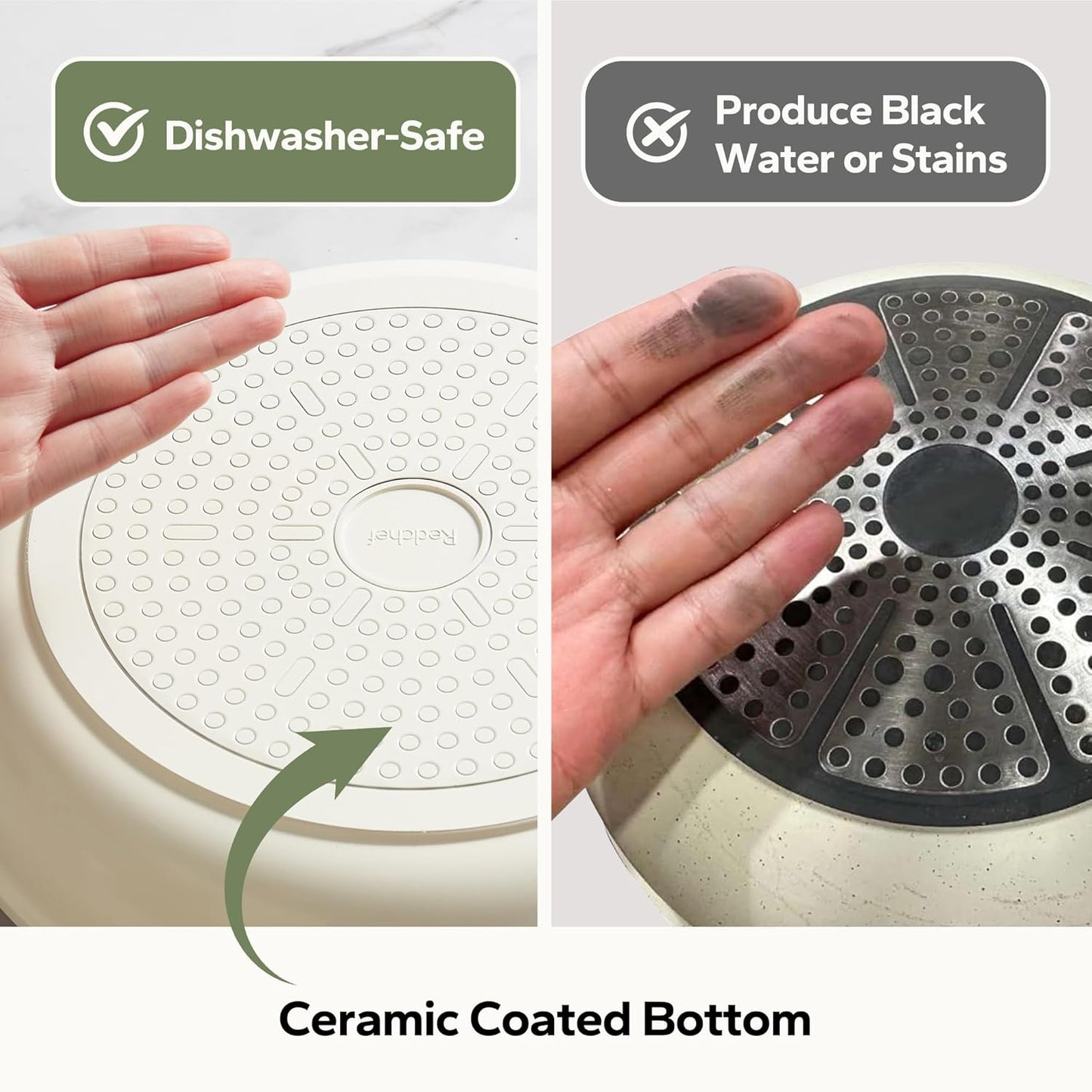 Redchef Ceramic Frying Pan, Small Nonstick Frying Pan, Non Stick Pans for Eggs & Omelets, PFOA & PFAS-Free, Fast & Even Heat, Compatible with All Cooktops, Dishwasher Safe, Beige White, 9.5"