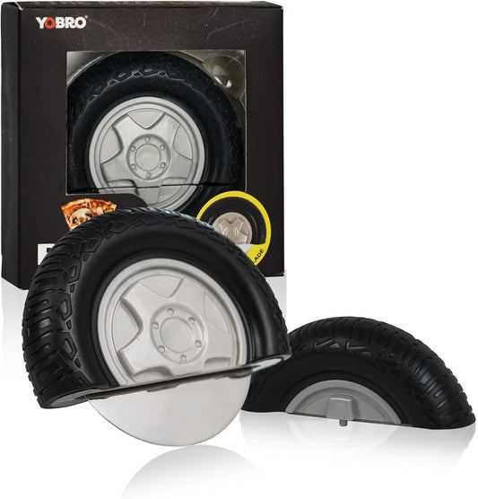 YOBRO Tire Pizza Cutter Wheel By YOBRO- Pizza Cutter, Pizza Slicer Stainless Steel, Funny Kitchen Accessories,gift for Car Lovers,White Elephant Gifts,Stocking Stuffers for Family