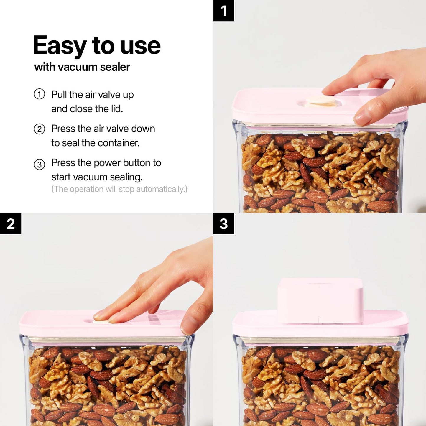 Premium Airtight Food Storage Containers ROSE Square 1.48qt 2P/SET, Patented Double Silicone Lining, 100% Leak Proof, BPA-FREE