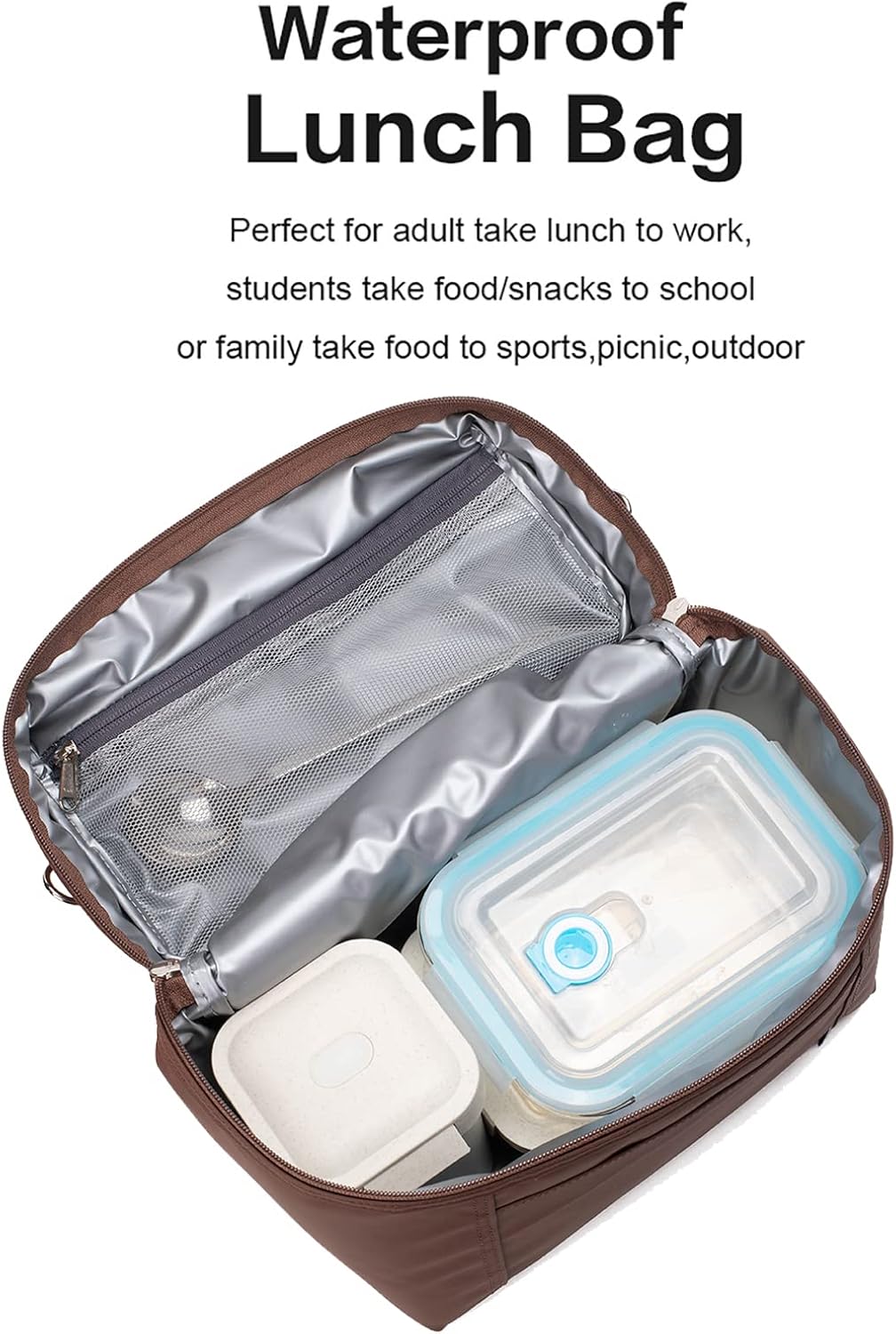 NOL Natural Organic Lifestyle Insulated Lunch Bags for Women Cooler Bag Lightweight Nylon Waterproof Lunch Box For Work