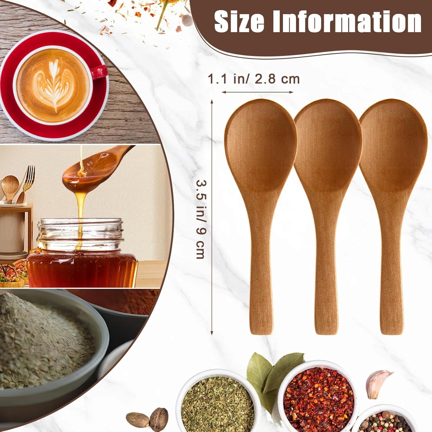 Boao 50 Pcs Small Wooden Spoons, 3.5'' L, Mini Wood Natural Tiny Spoons Wooden Little Teaspoons for Jars Sugar Creamer Honey Spices Salt Kitchen Supplies (Light Brown)