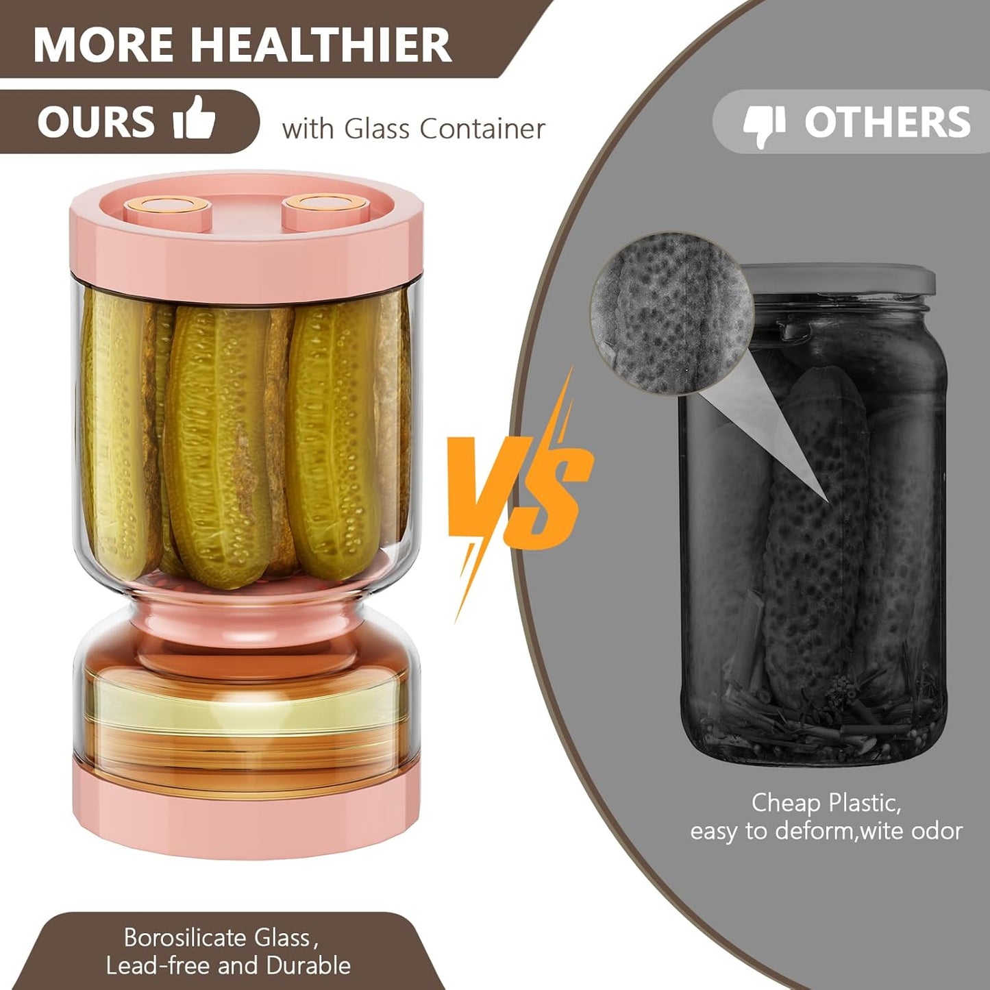 Pickle Jar with Strainer Flip, 51oz Glass Pickle Container with Strainer,Airtight Mason Pickles Jars for Olive Kimchi Capers Kosher Dill,Food Storage Containers with Lids for Pickles Lover