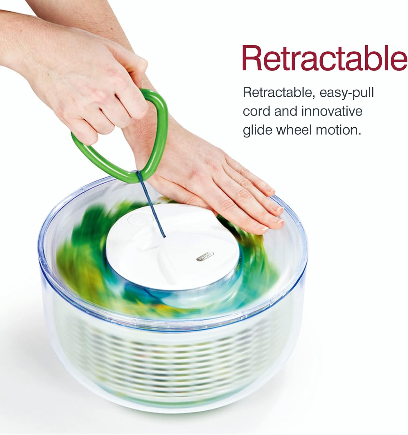 ZYLISS Easy Spin Salad Spinner, Large, Green, BPA Free