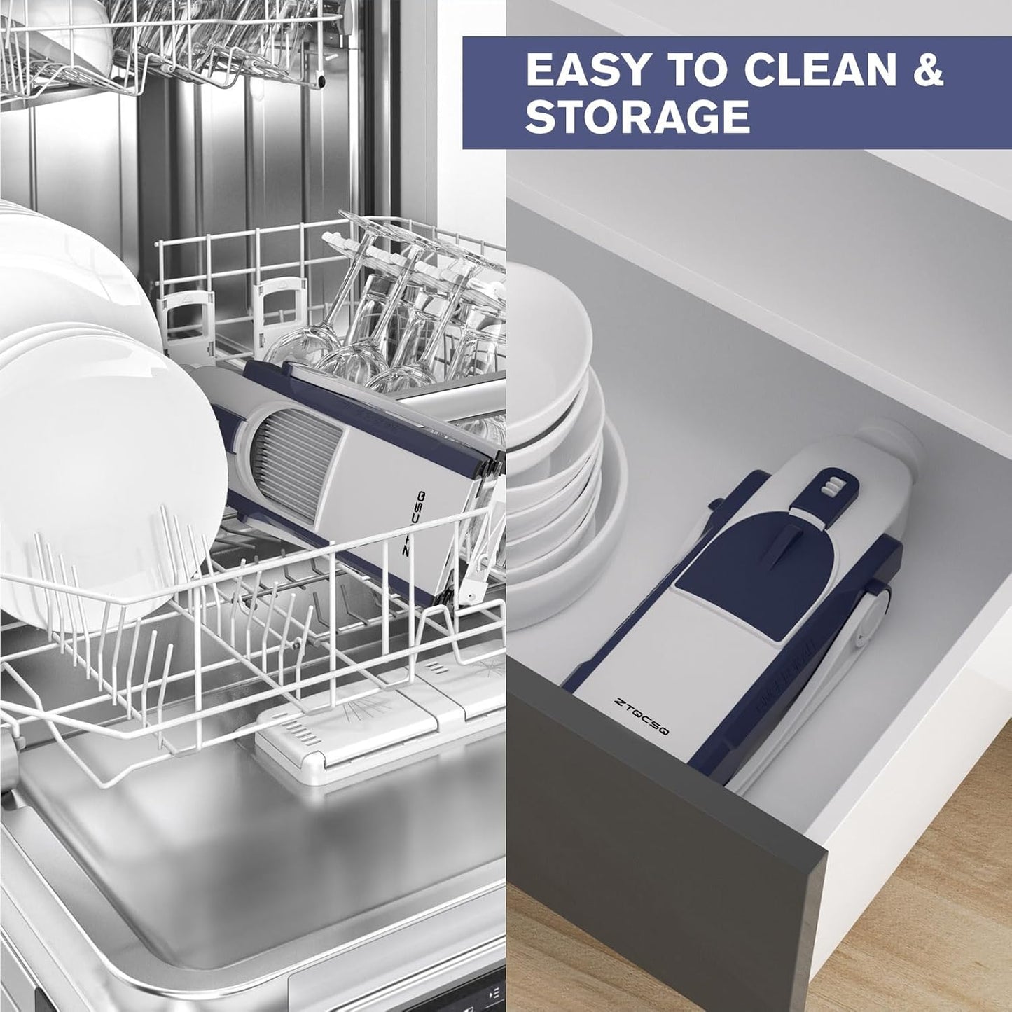 Safe Mandoline Slicer for Kitchen, Vegetable & Food Cutter & Thickness Adjustable 0.1-8 mm. Easy to Clean, Storage, Kitchen Faster Slice Artifact (Only Slice) (Blue)