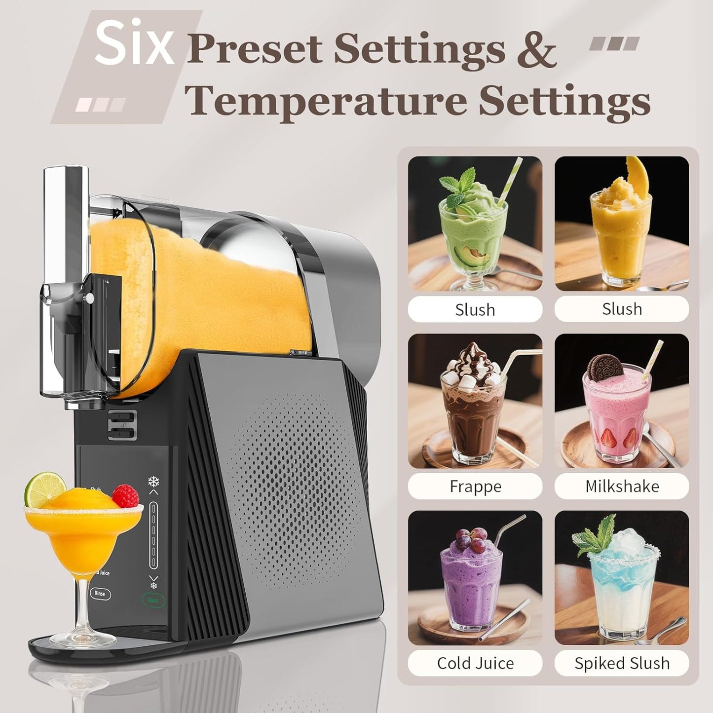 Slushie Machine No Ice Needed, 68oz Slushy Machine for Home with Self-Cleaning Function & 6 Preset Programs, Commercial Professional Frozen Drink Maker for Margaritas Frappés Milkshakes Party Kids