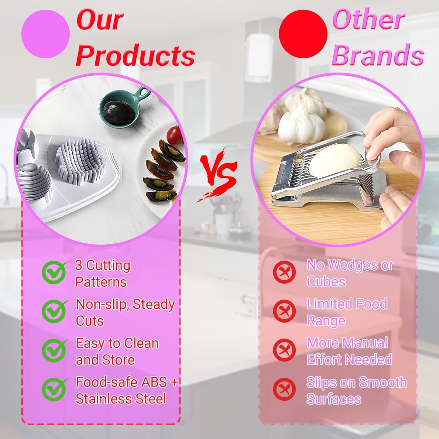 3 In 1 Egg Slicer, Stainless Steel Multipurpose Egg Cutter, 3 Way Egg Dicer for Hard Boiled Eggs, Grape and Tomato Chopper for Strawberry, Salad, Fruit and Vegetable (Yellow)