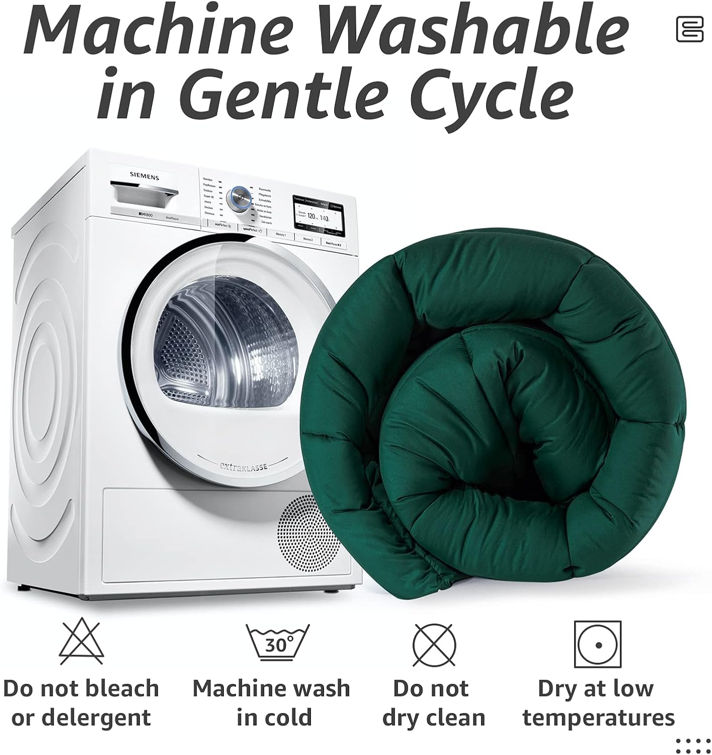 HYLEORY All Season Twin Size Bed Comforter - Cooling Goose Down Alternative Quilted Duvet Insert with Corner Tabs - Winter Warm - Machine Washable - Emerald Green