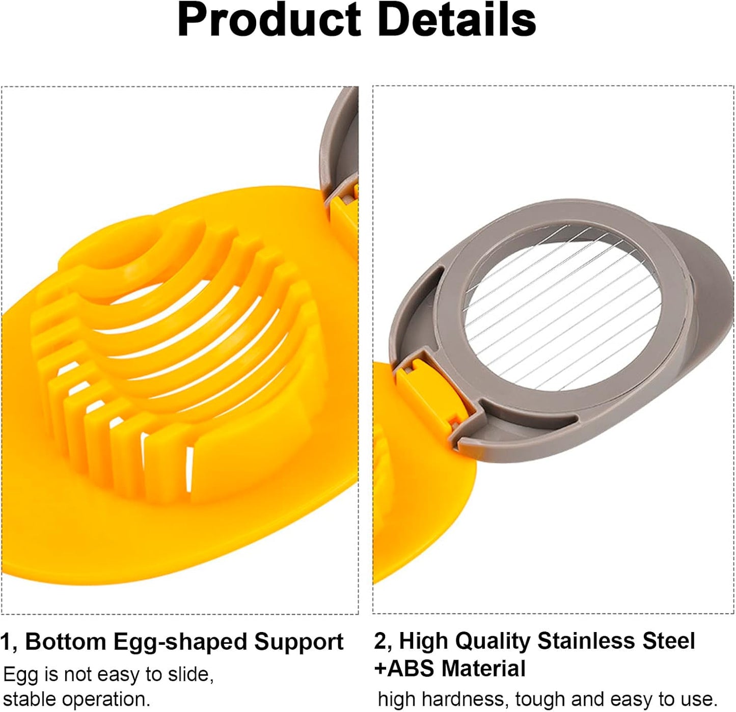 Egg Slicer for Hard Boiled Eggs, Egg Cutter Strawberry Slicer, Heavy Duty Stainless Steel Wire Egg Cutter for Hard Boiled Eggs/Soft Fruits/Butter/Mushroom by Meboltpan (Yellow)
